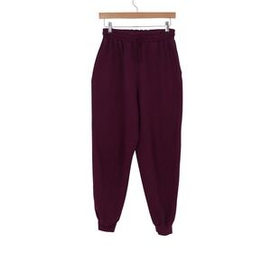 Interim Vintage Burgundy Maroon High Waisted Fleece Sweatpants Joggers M
